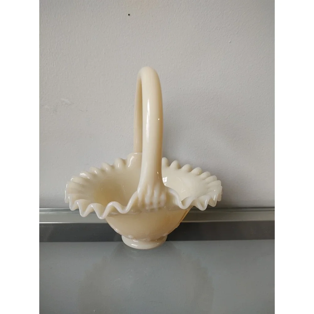Fenton Glass custard ivory off white basket